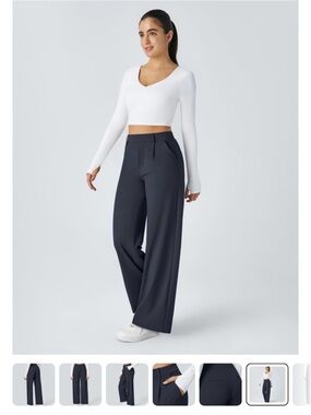 2 pairs HALARA Wide-Leg High-Rise Trousers - Dark Gray and Dark blue 
One NWT